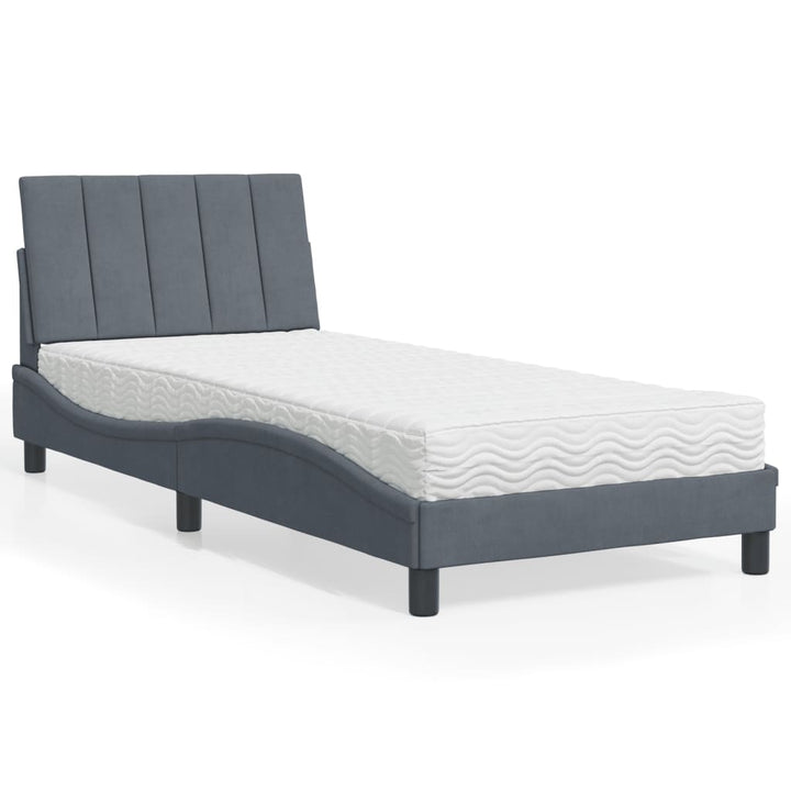 seng med madras Hanko 80x200 cm velour mørkegrå