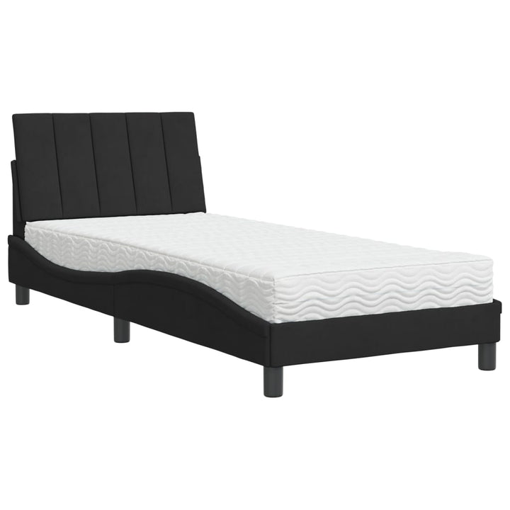 seng med madras Hanko 80x200 cm velour sort