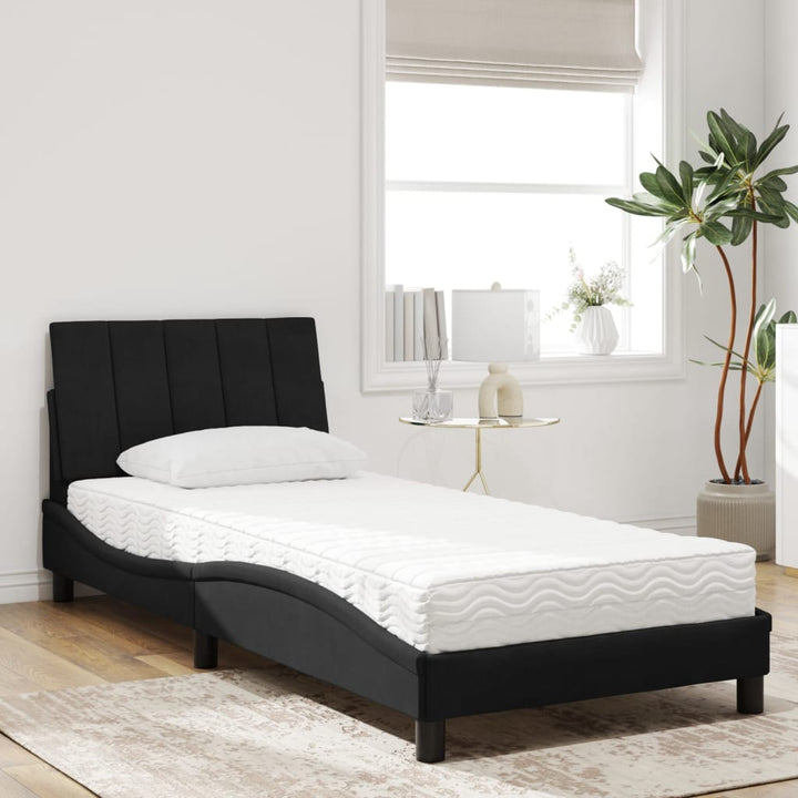 seng med madras Hanko 80x200 cm velour sort