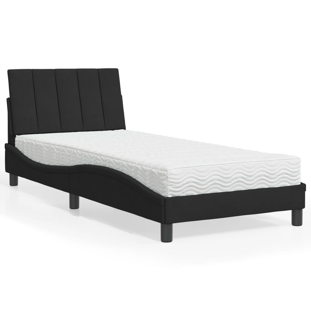 seng med madras Hanko 80x200 cm velour sort