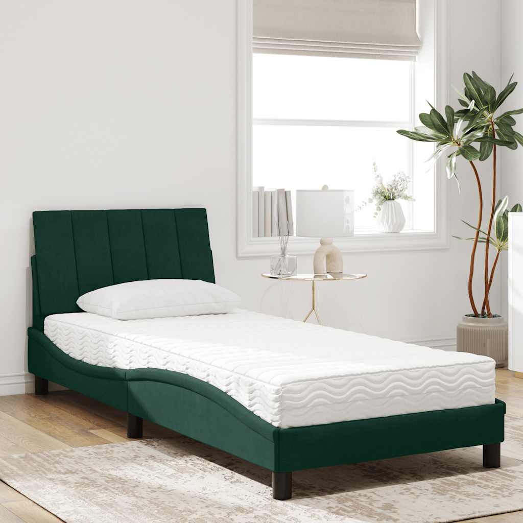 seng med madras Hanko 80x200 cm velour mørkegrøn