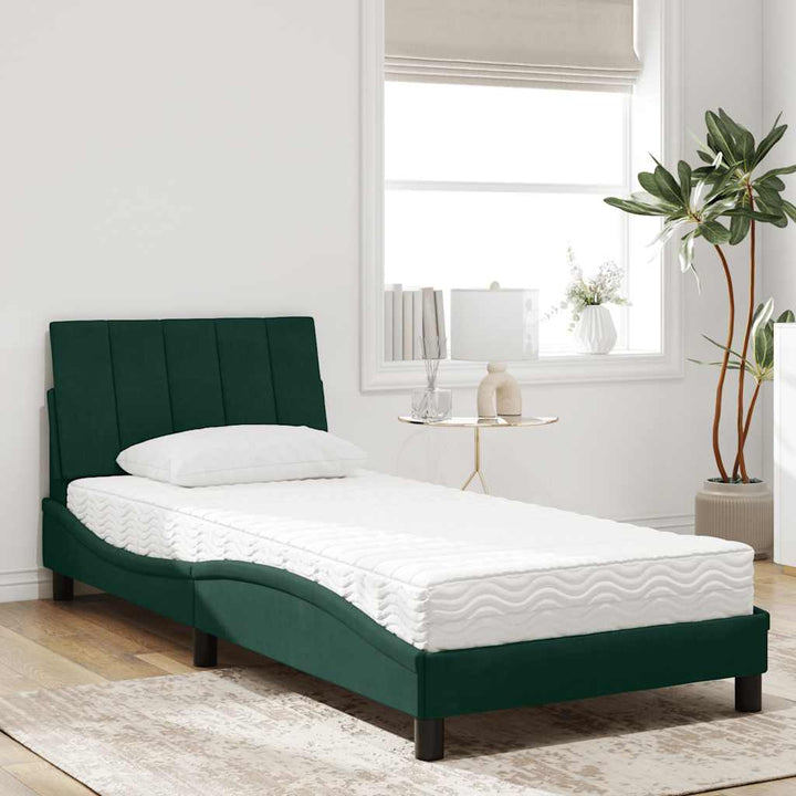 seng med madras Hanko 80x200 cm velour mørkegrøn