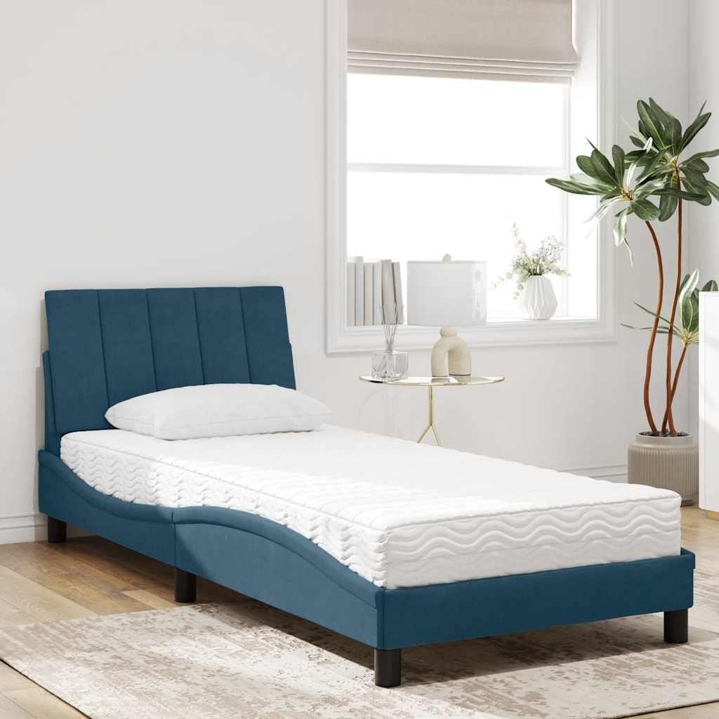 seng med madras Hanko 80x200 cm velour blå