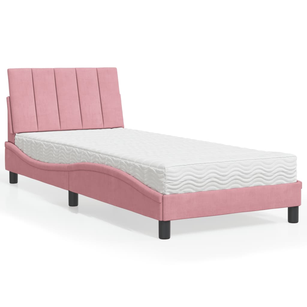 seng med madras Hanko 80x200 cm velour lyserød
