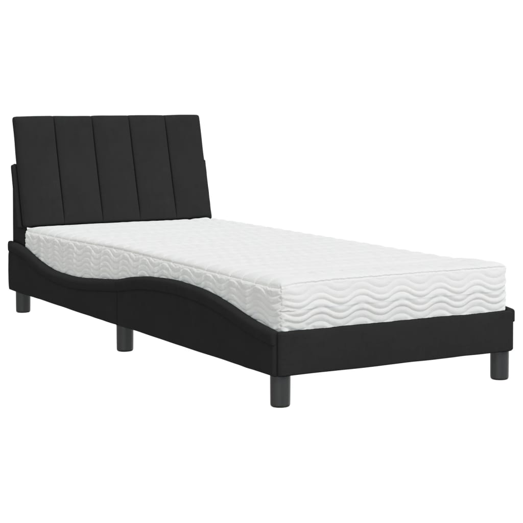 seng med madras Hanko 90x190 cm velour sort