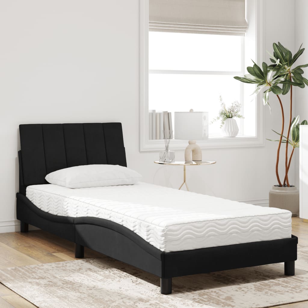 seng med madras Hanko 90x190 cm velour sort