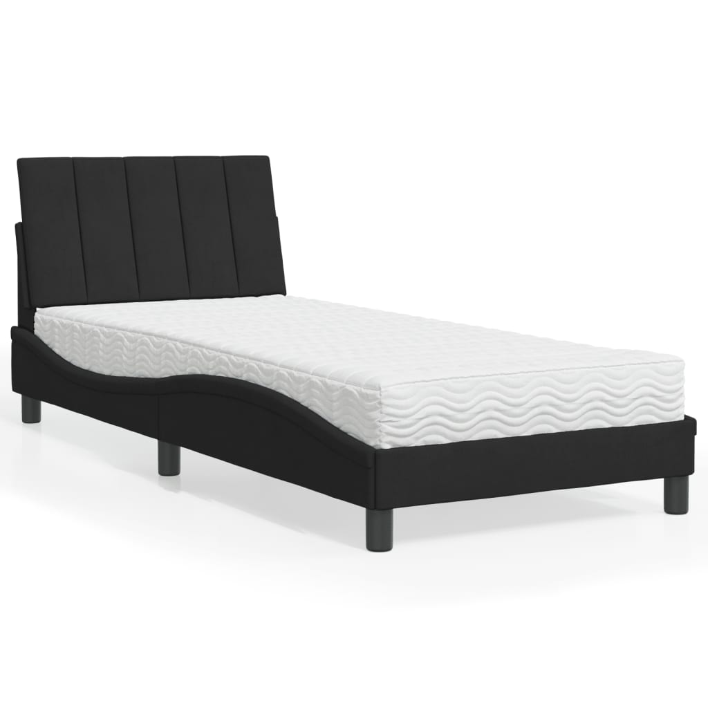 seng med madras Hanko 90x190 cm velour sort
