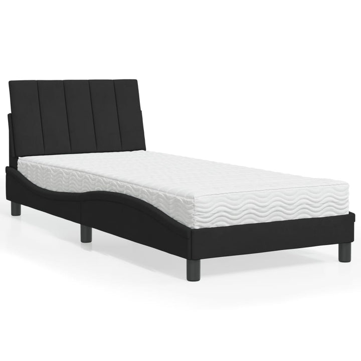 seng med madras Hanko 90x190 cm velour sort