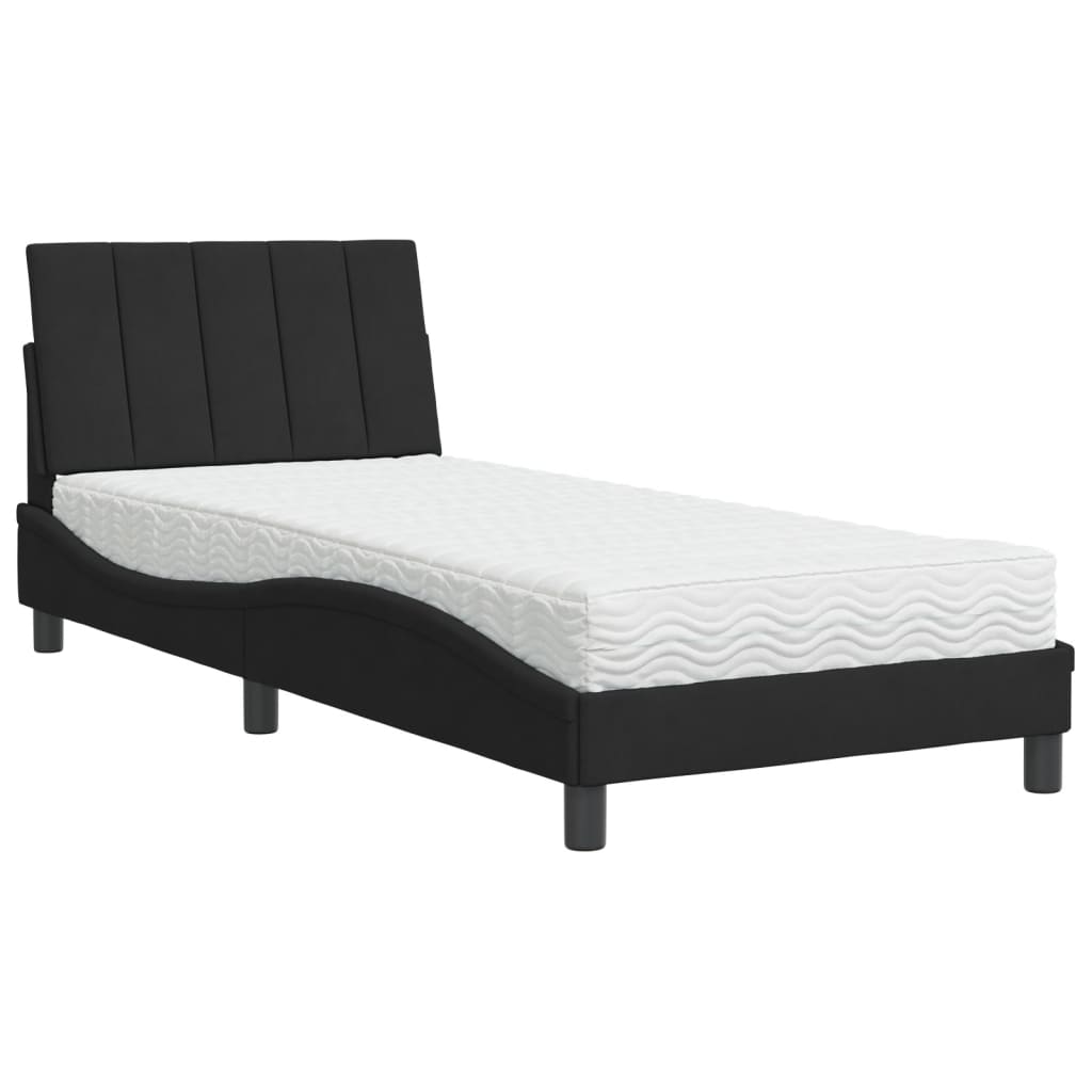 seng med madras Hanko 90x200 cm velour sort