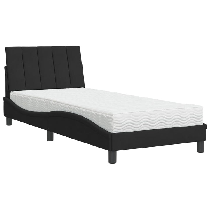 seng med madras Hanko 90x200 cm velour sort