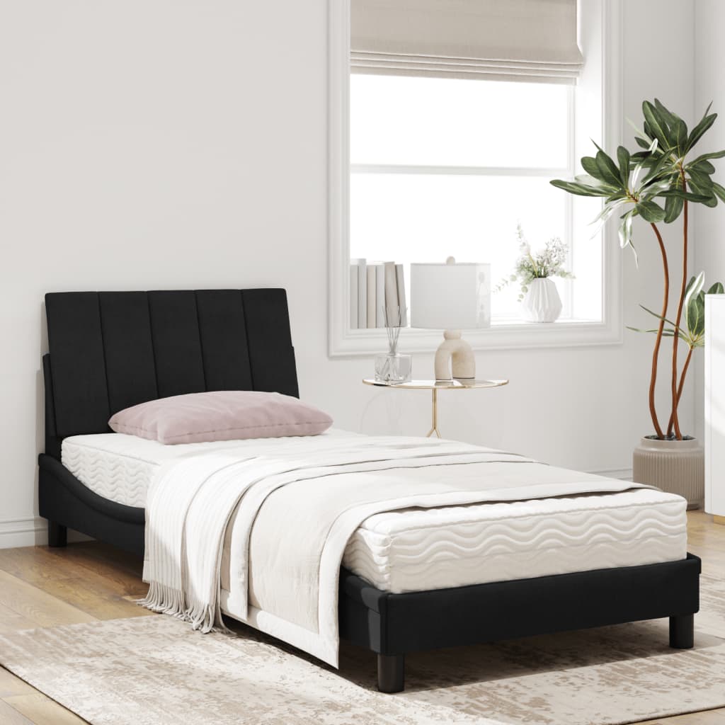 seng med madras Hanko 90x200 cm velour sort