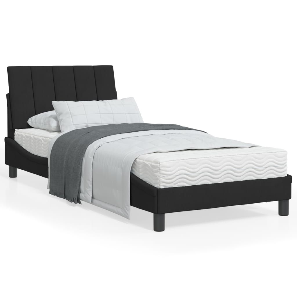 seng med madras Hanko 90x200 cm velour sort