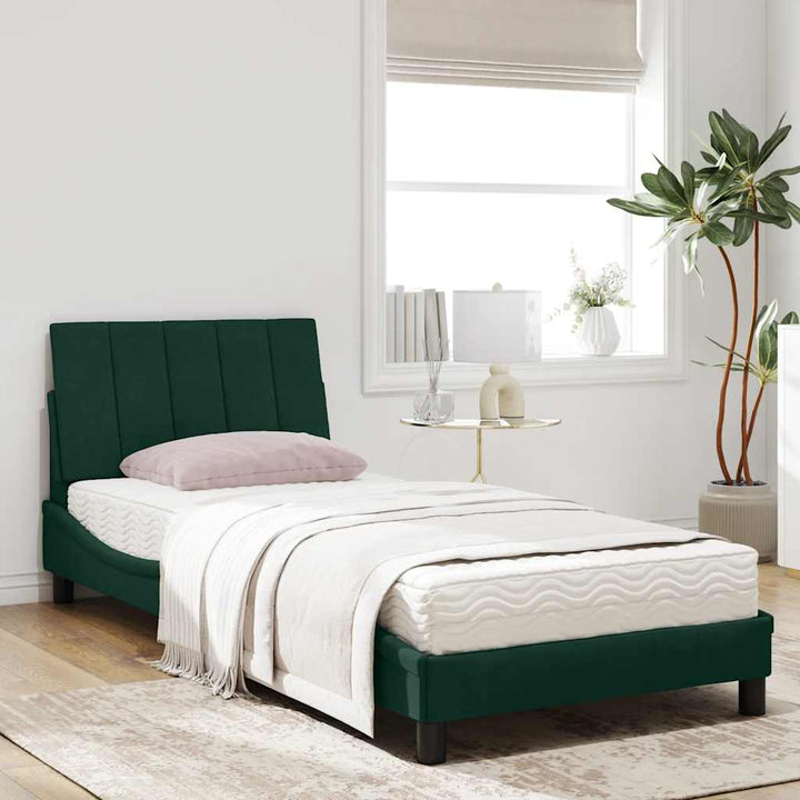 seng med madras Hanko 90x200 cm velour mørkegrøn
