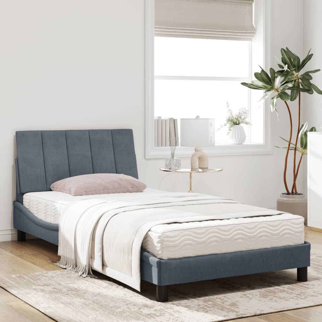 seng med madras Hanko 100x200 cm velour mørkegrå