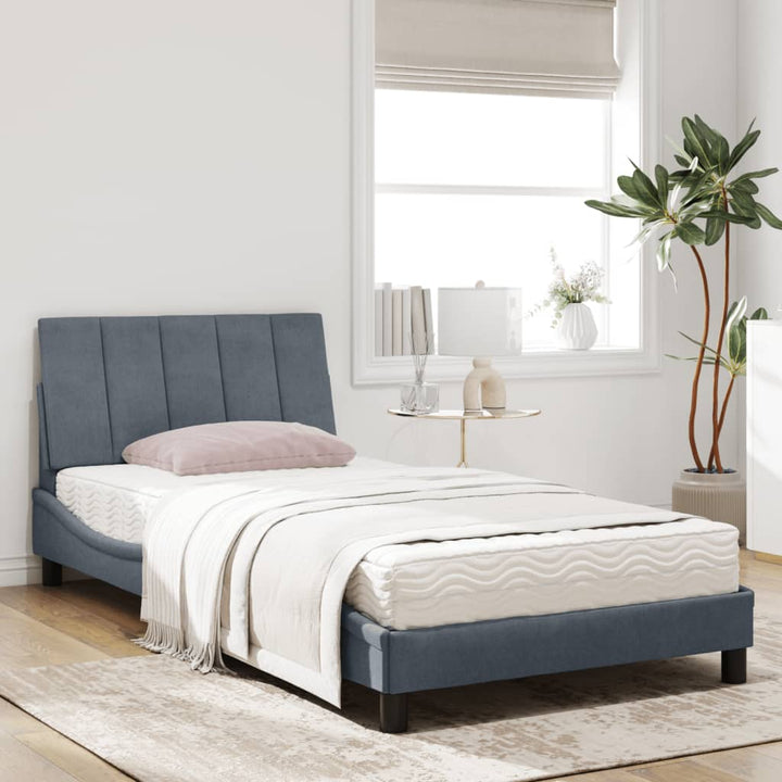 seng med madras Hanko 100x200 cm velour mørkegrå