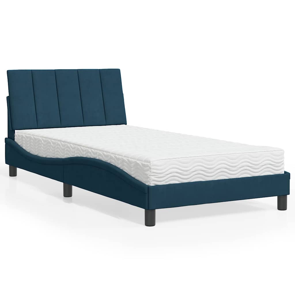 seng med madras Hanko 100x200 cm velour blå