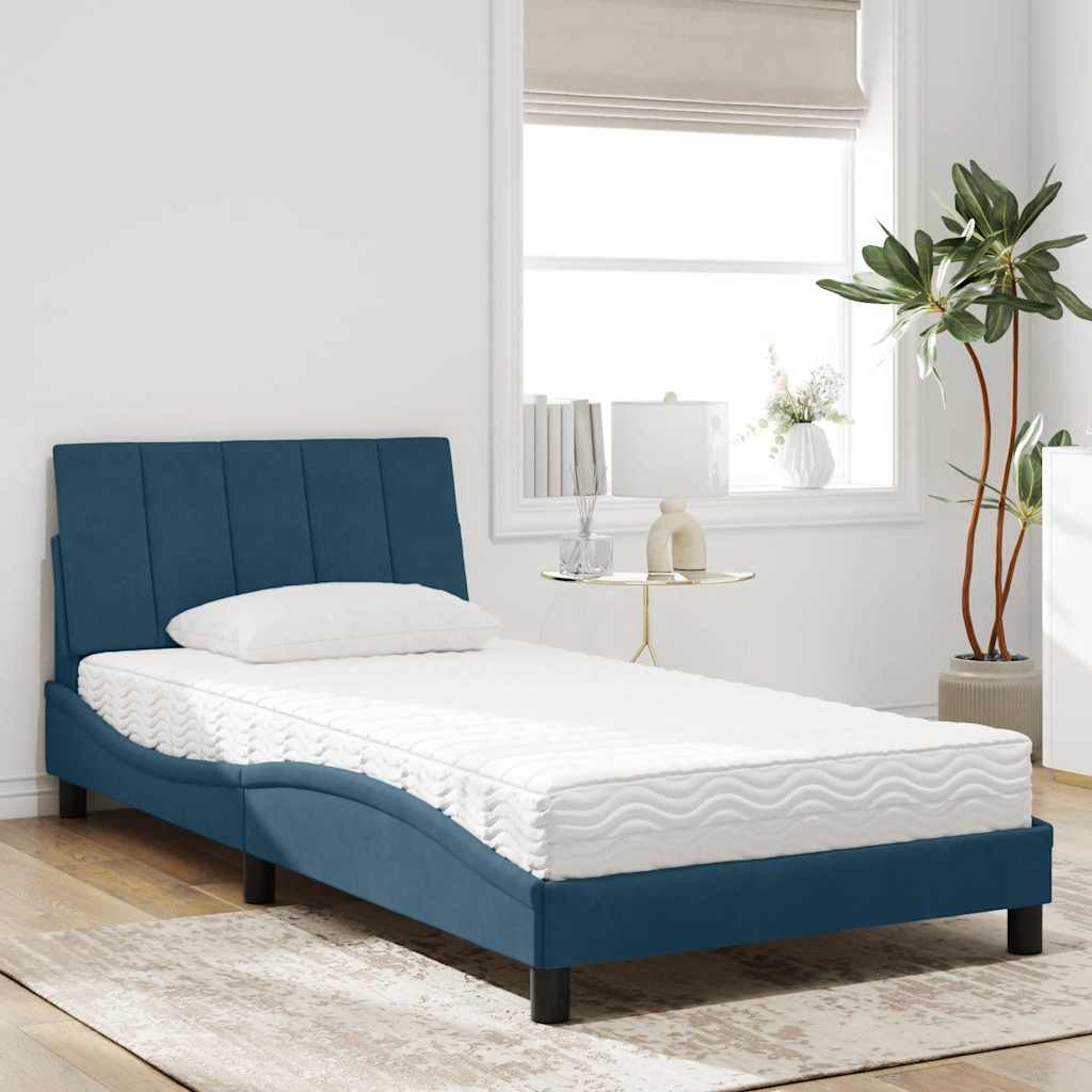 seng med madras Hanko 100x200 cm velour blå