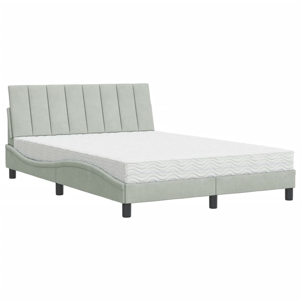 seng med madras Hanko 120x200 cm velour lysegrå