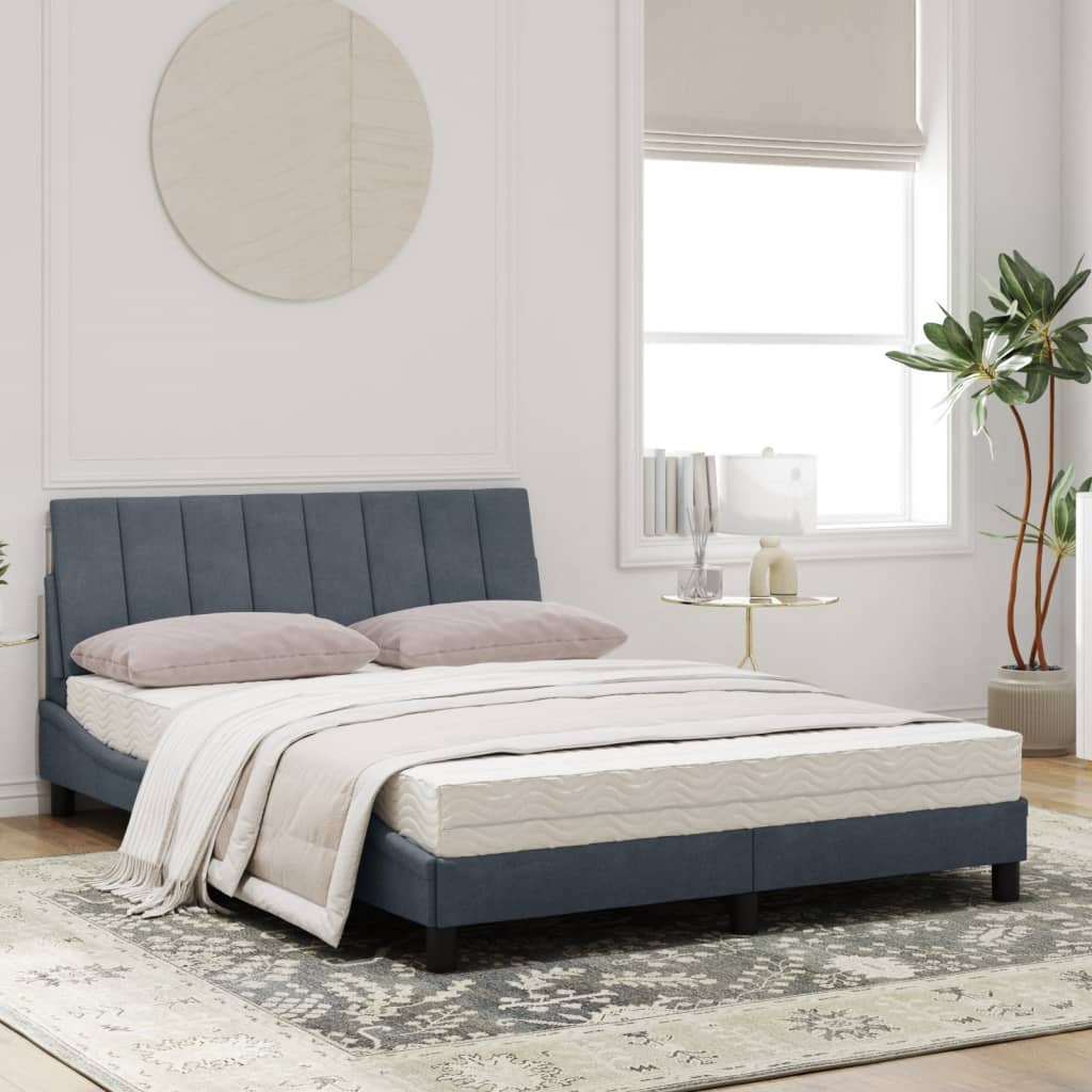 seng med madras Hanko 120x200 cm velour mørkegrå