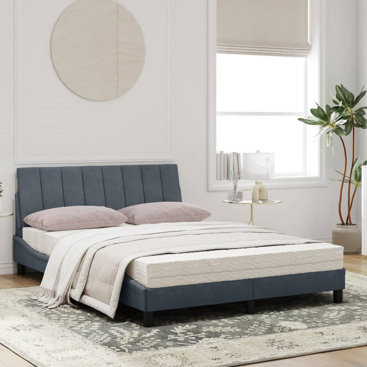 seng med madras Hanko 120x200 cm velour mørkegrå