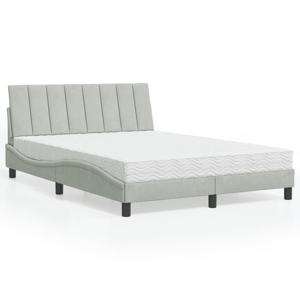 seng med madras Hanko 140x190 cm velour lysegrå