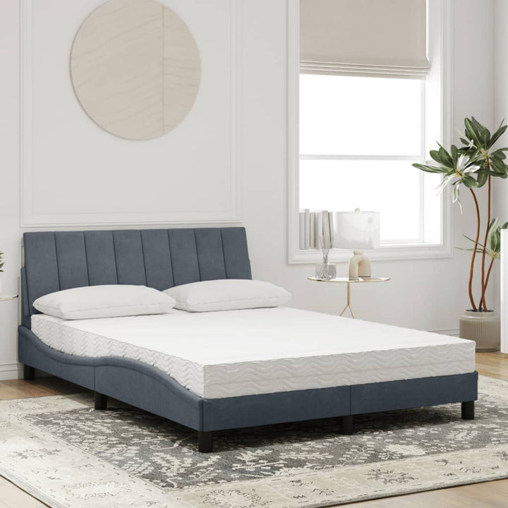seng med madras Hanko 140x190 cm velour mørkegrå