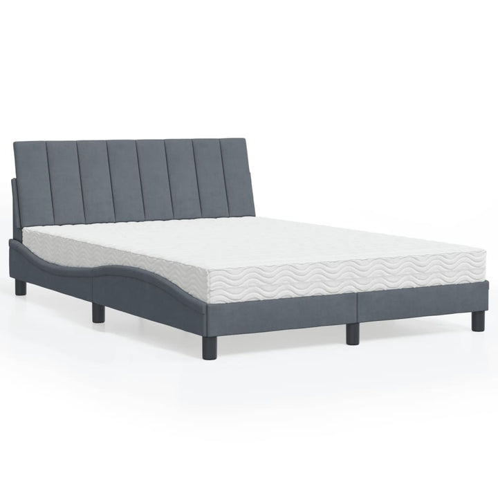 seng med madras Hanko 140x190 cm velour mørkegrå