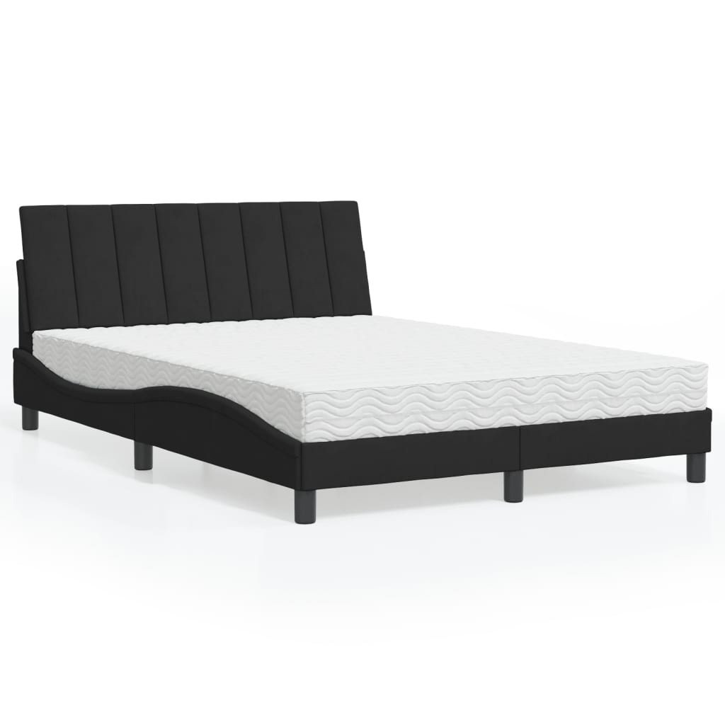 seng med madras Hanko 140x190 cm velour sort