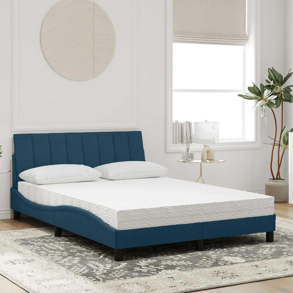 seng med madras Hanko 140x190 cm velour blå