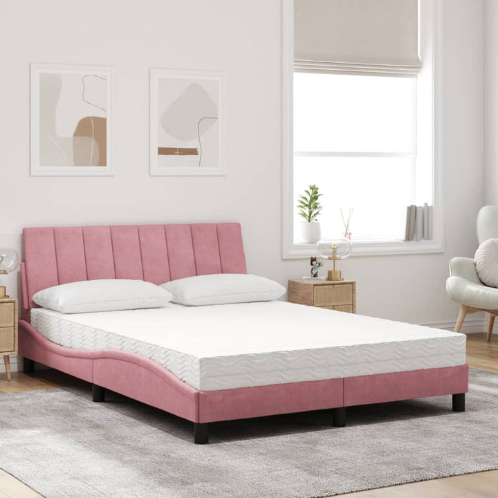 seng med madras Hanko 140x190 cm velour lyserød