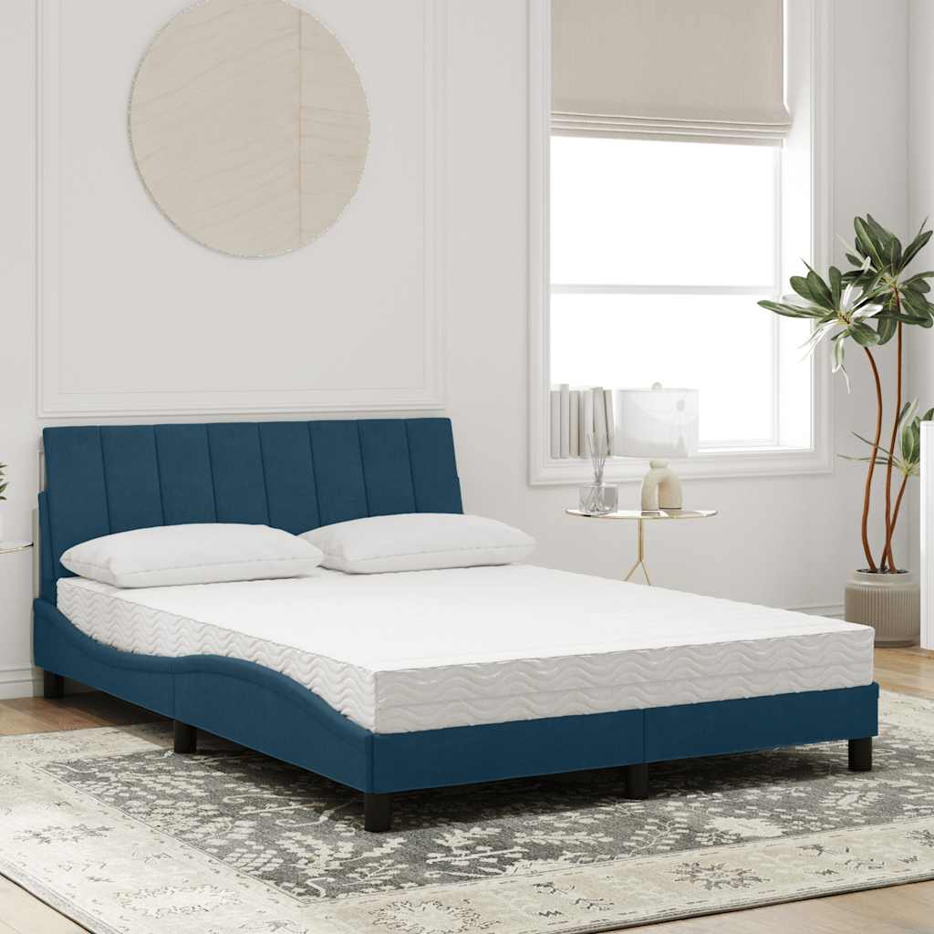 seng med madras Hanko 140x200 cm velour blå