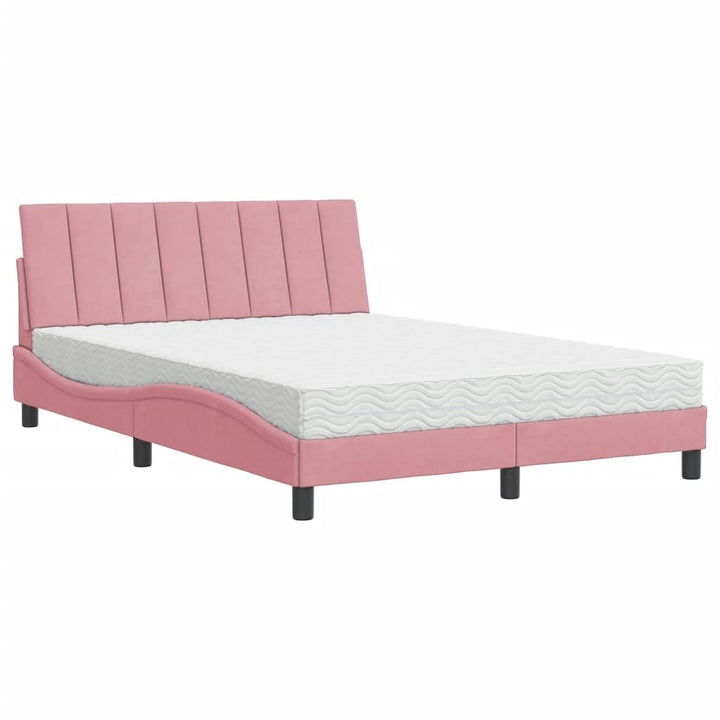 seng med madras Hanko 140x200 cm velour lyserød