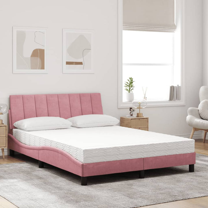 seng med madras Hanko 140x200 cm velour lyserød