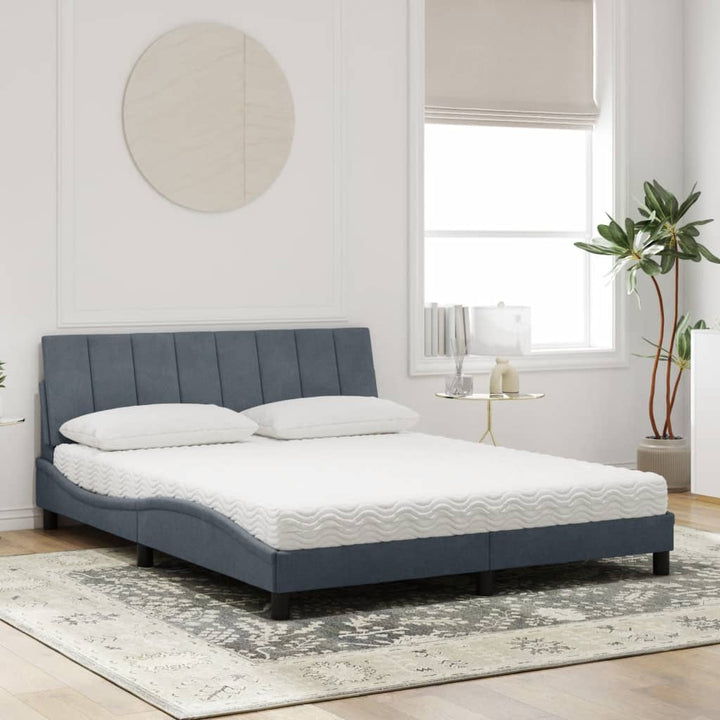 seng med madras Hanko 160x200 cm velour mørkegrå