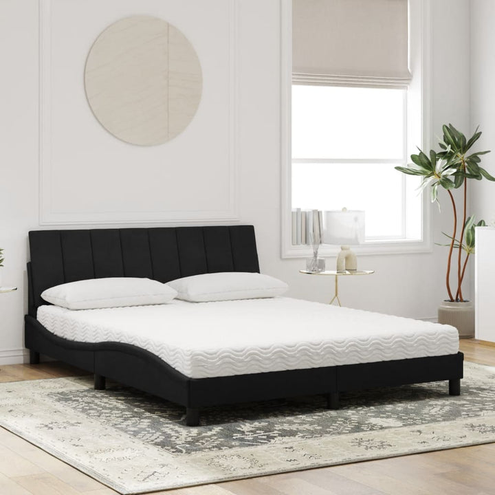 seng med madras Hanko 160x200 cm velour sort