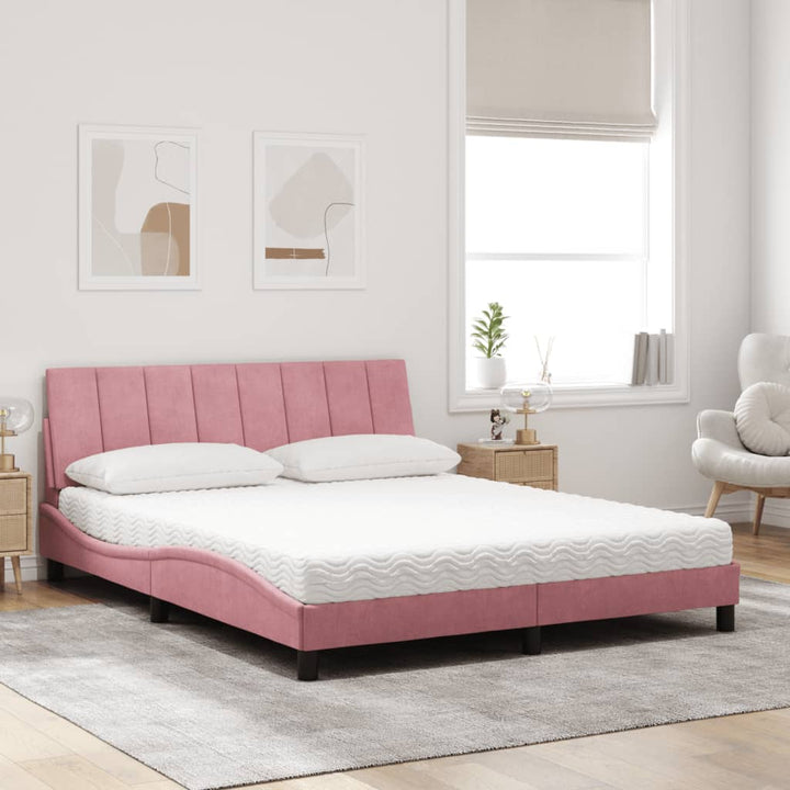 seng med madras Hanko 160x200 cm velour lyserød