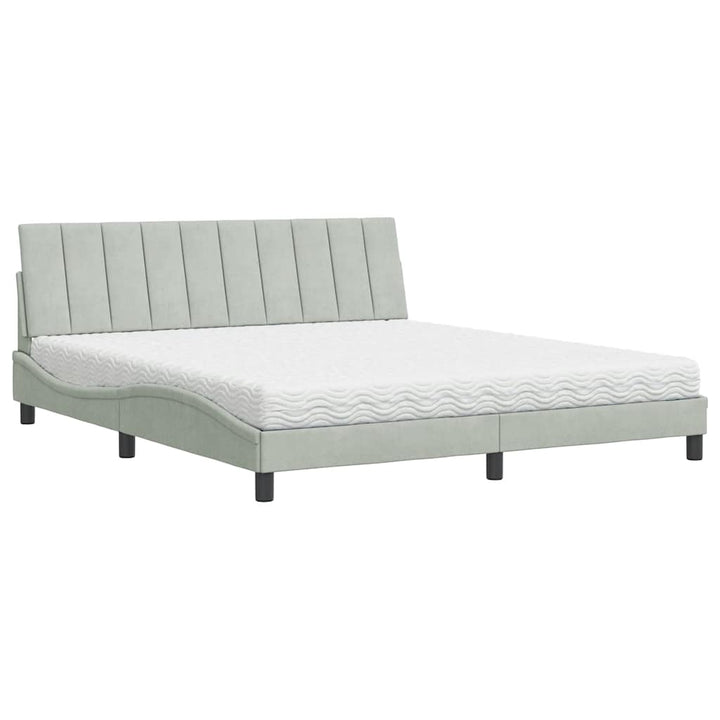 seng med madras Hanko 180x200 cm velour lysegrå