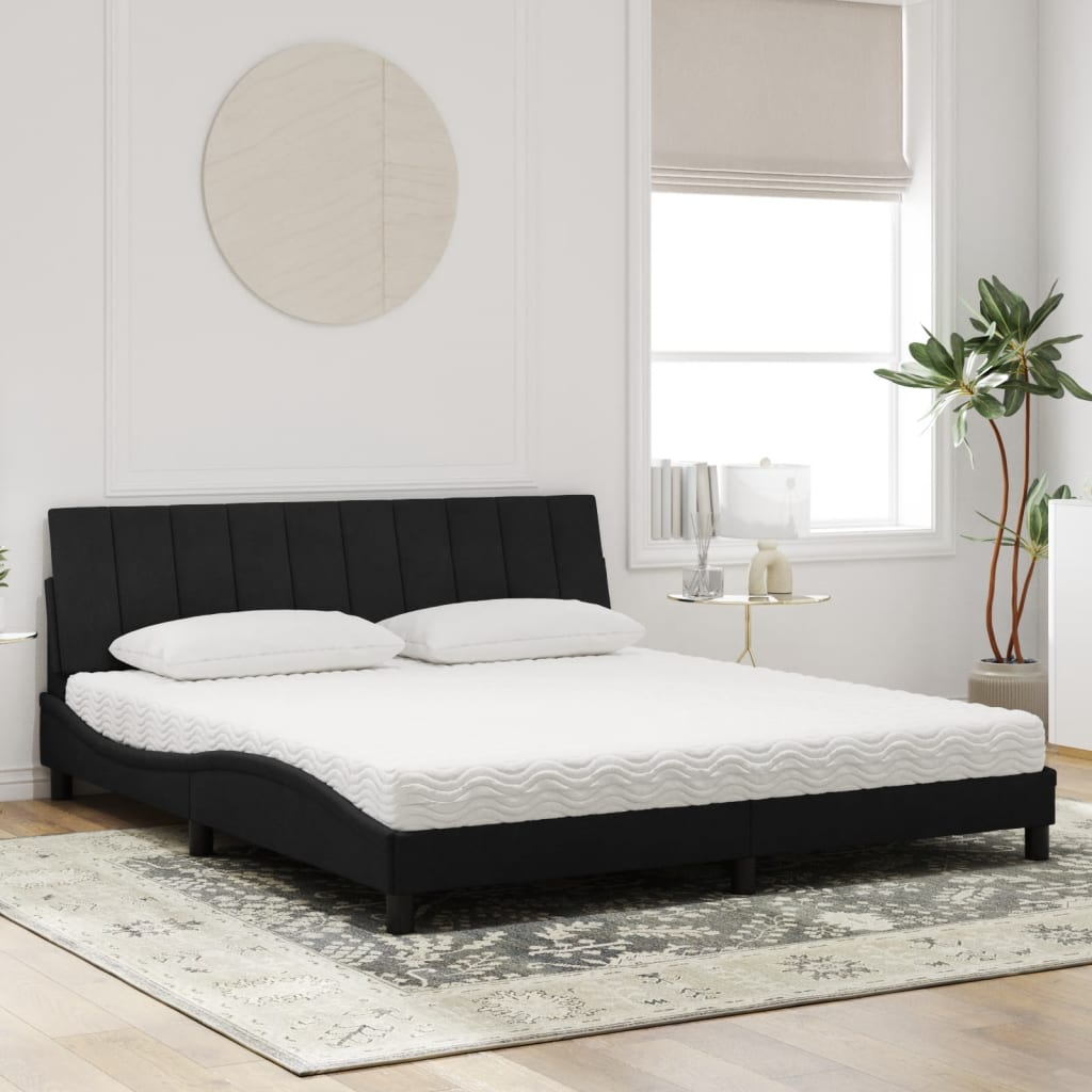 seng med madras Hanko 180x200 cm velour sort