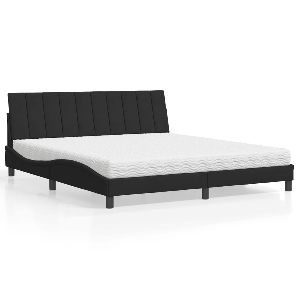 seng med madras Hanko 180x200 cm velour sort