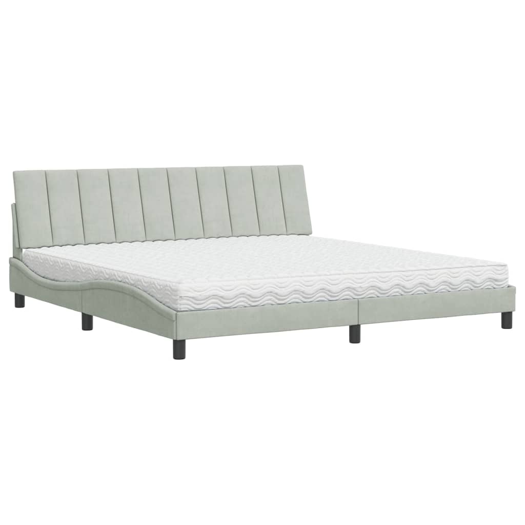 seng med madras Hanko 200x200 cm velour lysegrå
