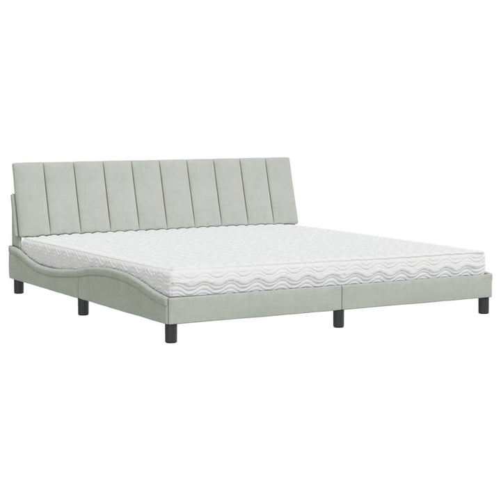 seng med madras Hanko 200x200 cm velour lysegrå
