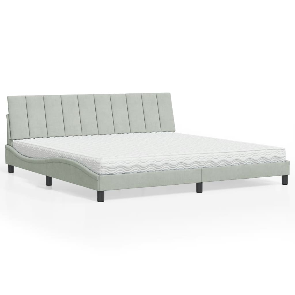 seng med madras Hanko 200x200 cm velour lysegrå