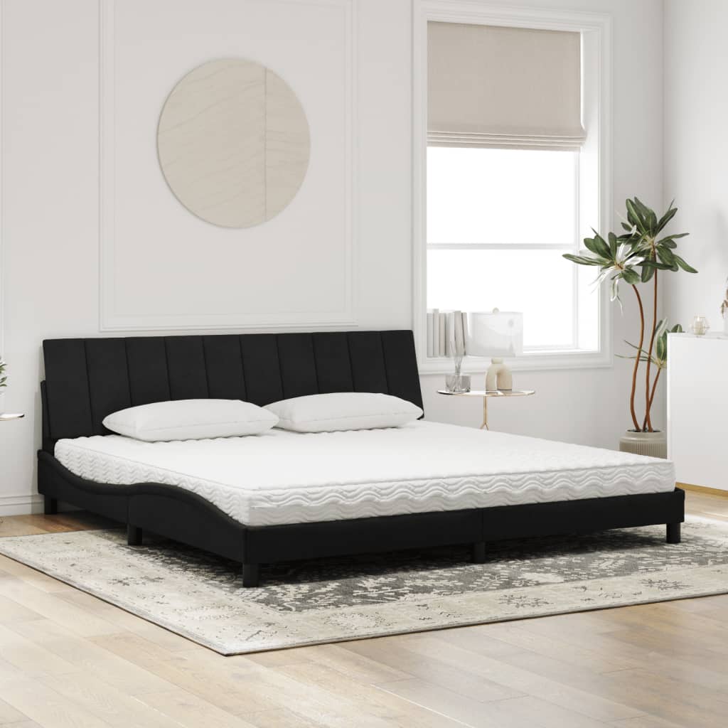 seng med madras Hanko 200x200 cm velour sort