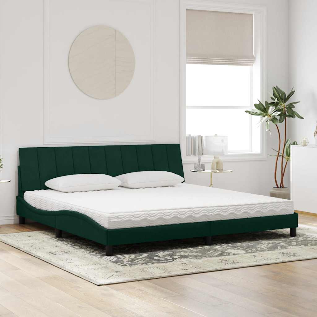 seng med madras Hanko 200x200 cm velour mørkegrøn