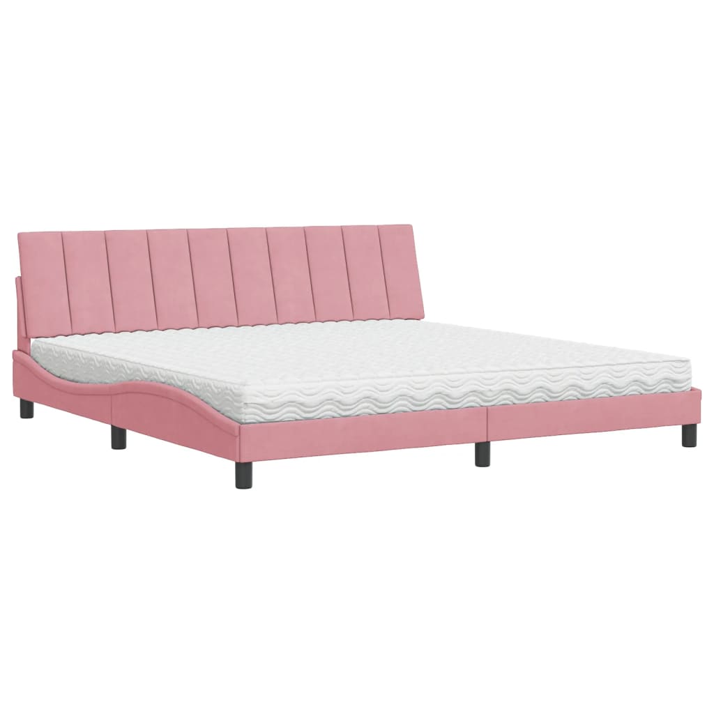 seng med madras Hanko 200x200 cm velour lyserød
