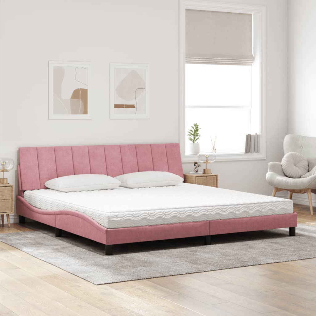 seng med madras Hanko 200x200 cm velour lyserød