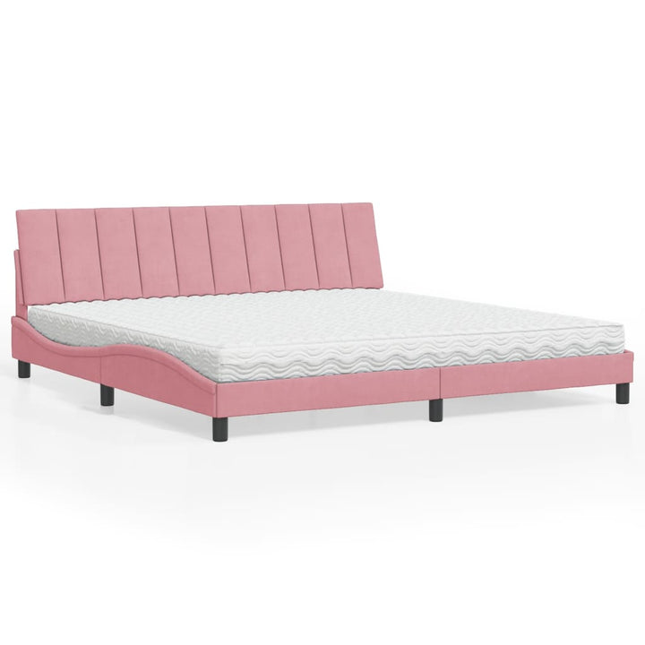 seng med madras Hanko 200x200 cm velour lyserød