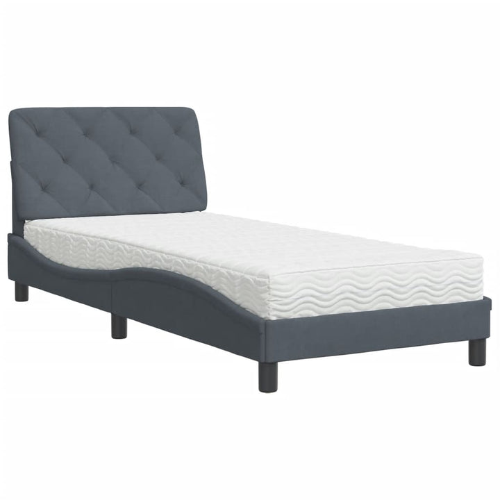 seng med madras 80x200 cm velour mørkegrå
