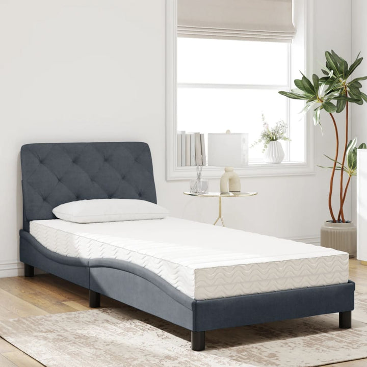seng med madras 80x200 cm velour mørkegrå