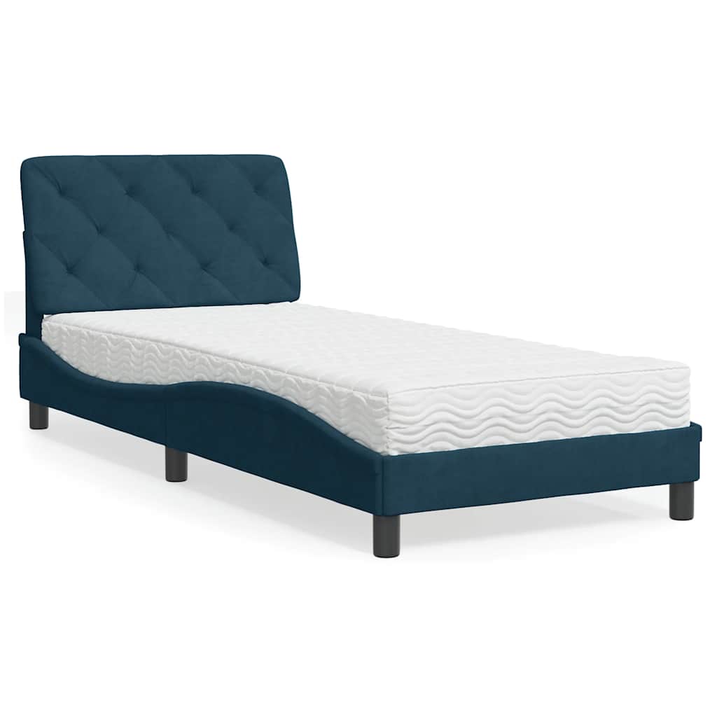 seng med madras 80x200 cm velour blå